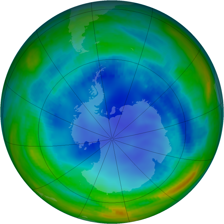 Antarctic ozone map for 02 August 2000